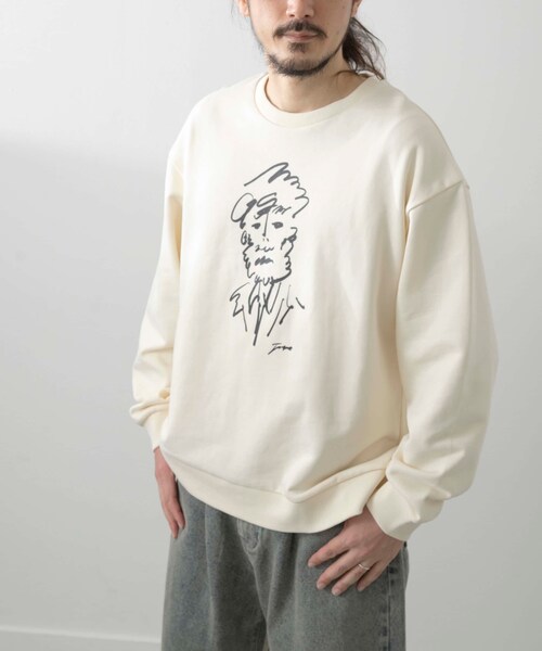 ITEMS URBANRESEARCH（アイテムズ アーバンリサーチ）の「フレンチアートプリントクルーネックスウェット（スウェット・メンズ・DRAWINGOFF/DRAWINGGRY/LOGO OFF/LOGO GRY・M/L）」の17枚目の写真