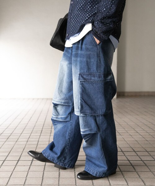 SENSE OF PLACE by URBAN RESEARCH（センスオブプレイスバイアーバンリサーチ）の「デニムカーゴパンツ（デニムパンツ・メンズ・BLUE/BLACK・M/L）」の21枚目の写真