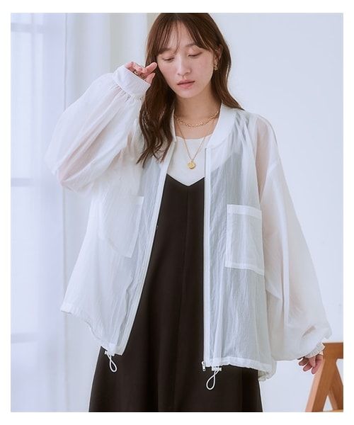 nissen（ニッセン）の「ダブルポケットボリューム袖シアーブルゾン＜大きいサイズ有＞（ジャケット/アウター・レディース・グリーン/オフホワイト/黒/ベージュ・S/M/L/LL/3L/4L/5L/6L）」の16枚目の写真