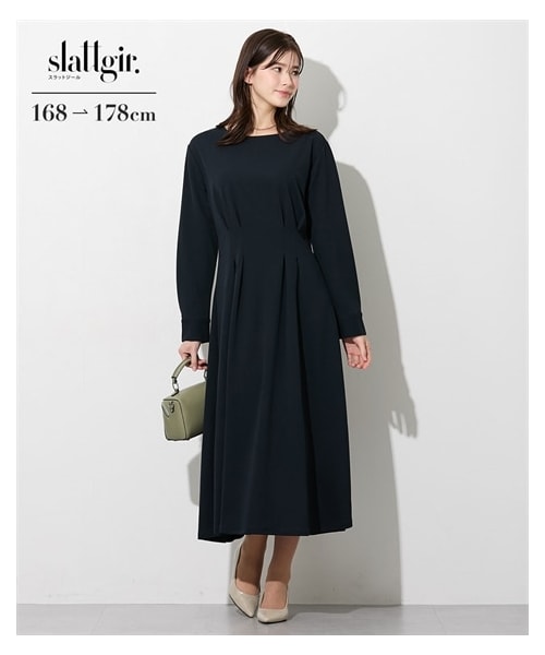 nissen（ニッセン）の「高身長　きれいめウエストタックカットソーワンピース（トールサイズ）（ワンピース・レディース・黒/ダークネイビー/ブルーグレー・MTT/LTT/LLTT/3LTT/4LTT/5LTT）」の11枚目の写真