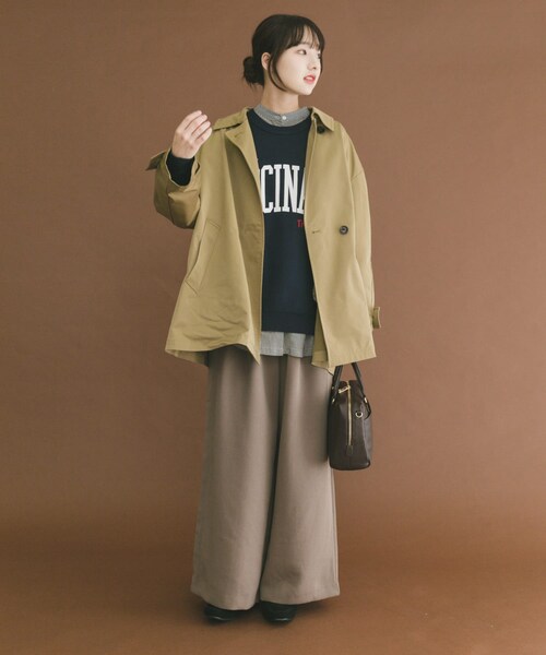 ITEMS URBANRESEARCH（アイテムズ アーバンリサーチ）の「ミドルトレンチコート（ステンカラーコート・レディース・BEG/NVY・FREE）」の5枚目の写真