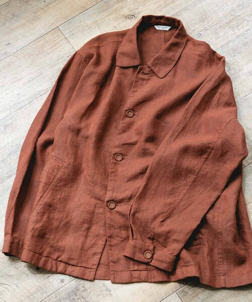URBAN RESEARCH DOORS(アーバンリサーチドアーズ)の「シルケットリネン シャツジャケット(テーラードジャケット・メンズ・ECRU/BROWN/INK BLACK・M/L)」の3枚目の写真