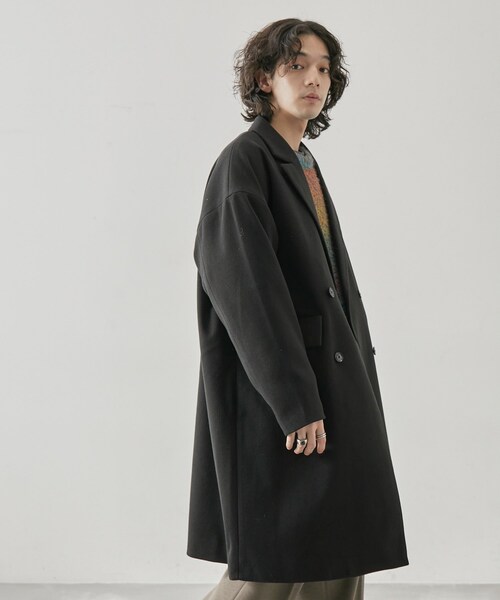 JUNRED(ジュンレッド)の「ダブルチェスターコート(チェスターコート・メンズ・ベージュ系/ダークブラウン/ブラック・L/LL/M)」の2枚目の写真