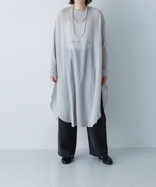 かぐれ（カグレ）の「ガーゼロングチュニック（チュニック・レディース・IVORY/L.GRAY/BLACK・FREE）」の22枚目の写真