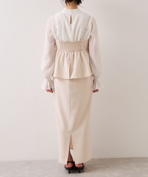 VIS（ビス）の「【WEB限定】美easyコンフォートツイルペプラム切替キャミワンピース/イージーケア・UVケア（ワンピース・レディース・グレー/ベージュ/ネイビー・F）」の19枚目の写真