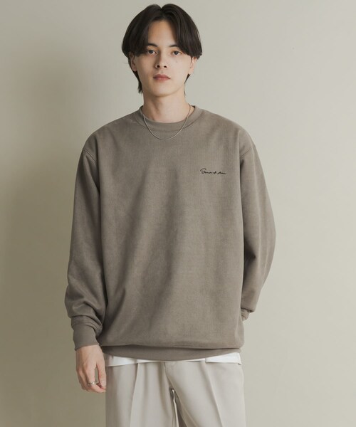 SENSE OF PLACE by URBAN RESEARCH(センスオブプレイスバイアーバンリサーチ)の「『ユニセックス』シシュウフェイクスエードクルーネックスウェット(スウェット・メンズ・GRAY/CHARCOAL/D.BROWN/GREIGE・M/L)」の19枚目の写真