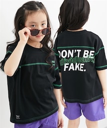 nissen | ステッチ配色バックプリントＴシャツ（男の子・女の子）(Tシャツ/カットソー)