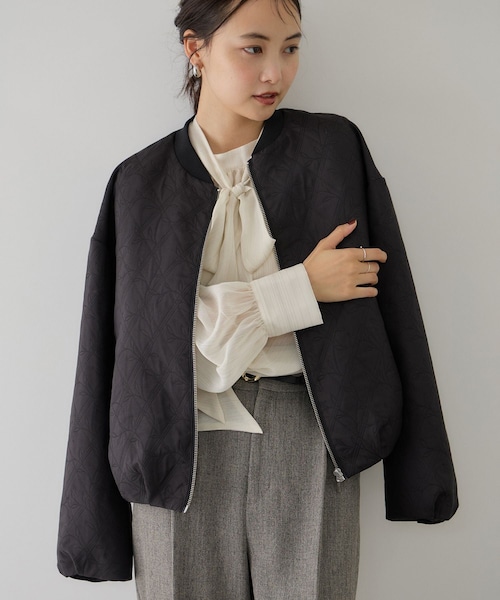VIS(ビス)の「ジャガード刺繍ブルゾン(ブルゾン・レディース・ブラック/キナリ/ピンク・F)」の10枚目の写真
