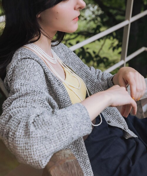 URBAN RESEARCH（アーバンリサーチ）の「ブークレメッシュニットカーディガン（カーディガン/ボレロ・レディース・M.BLACK/OFF/BLACK・FREE）」の20枚目の写真