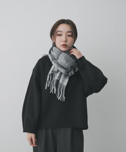 SENSE OF PLACE by URBAN RESEARCH（センスオブプレイスバイアーバンリサーチ）の「チェックフリンジストール（マフラー・レディース・BLK×GRY/BRN×BEG/RED×BRN・One）」の22枚目の写真
