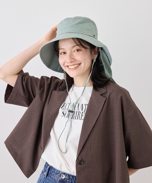 ROPE' PICNIC(ロペピクニック)の「日よけ付きアドベンチャーハット/UVカット・撥水・抗菌防臭(ハット・レディース・ブラック/ベージュ/ライトグリーン・F)」の9枚目の写真