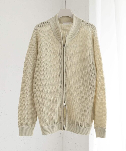 SENSE OF PLACE by URBAN RESEARCH（センスオブプレイスバイアーバンリサーチ）の「『ユニセックス』『洗濯可』シアーメッシュドライバーズカーディガン（カーディガン/ボレロ・メンズ・BLACK/IVORY/MINT・M/L）」の13枚目の写真