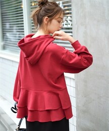 nissen | 大きいサイズもちもちやわらか後フリルプルオーバー(Tシャツ/カットソー)