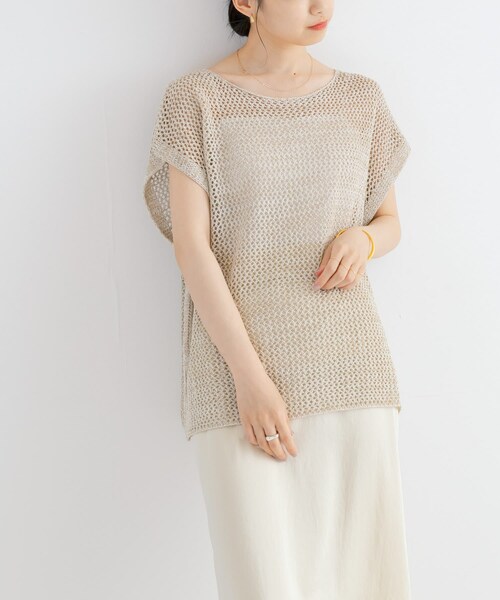 URBAN RESEARCH（アーバンリサーチ）の「メランジメッシュニット（ニット/セーター・レディース・CHARCOAL/BEIGE/GREEN・FREE）」の17枚目の写真