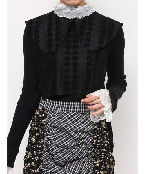 merry jenny（メリージェニー）の「big collar ベスト（その他トップス・レディース・オフホワイト/ブラック/アイボリー・F）」の9枚目の写真