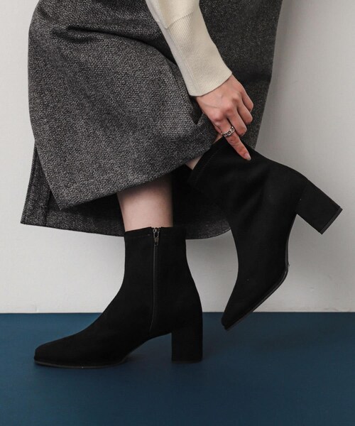 SENSE OF PLACE by URBAN RESEARCH（センスオブプレイスバイアーバンリサーチ）の「『消臭』スクエアトウセンターシームストレッチブーツ（ブーツ・レディース・SUEDE/BLACK/SILVER・S/M/L）」の2枚目の写真