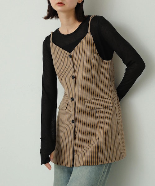 SENSE OF PLACE by URBAN RESEARCH(センスオブプレイスバイアーバンリサーチ)の「テーラードキャミチュニック(チュニック・レディース・BRN×PPL/BLACK/GRAY・one)」の5枚目の写真