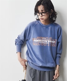 CHIC STYLE | 大きいサイズ綿100％ピグメント染ロゴプリントスウェットシックスタイル(スウェット)