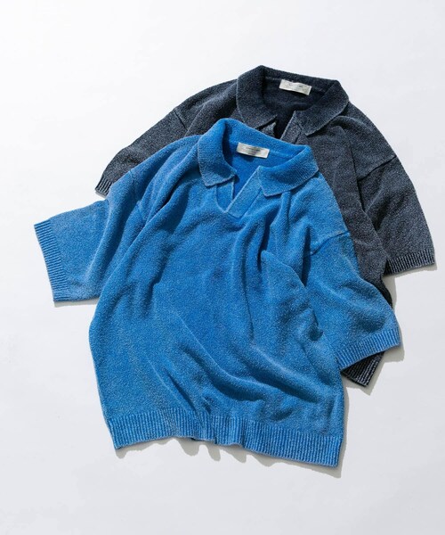 URBAN RESEARCH Sonny Label（アーバンリサーチサニーレーベル）の「インディゴパイルスキッパーポロシャツ（ポロシャツ・メンズ・ライトインディゴ/インディゴ・M/L）」の5枚目の写真