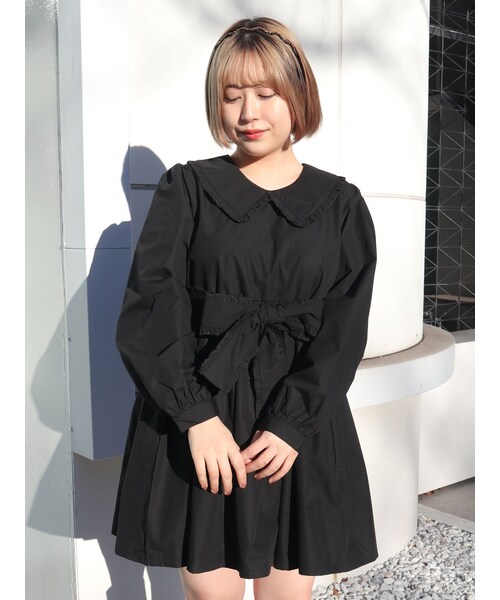 merry jenny（メリージェニー）の「フリルリボンミニワンピース（ワンピース・レディース・ブラック/ボルドー/ブルー/アイボリー/チャコールグレー・F）」の22枚目の写真