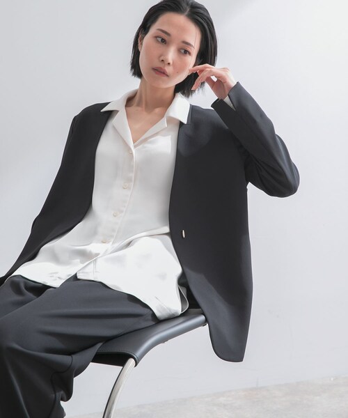 URBAN RESEARCH ROSSO（アーバンリサーチロッソ）の「オープンカラーヴィンテージシルキーサテンブラウス（シャツ/ブラウス・レディース・OFF/Y/BEIGE・Free）」の10枚目の写真