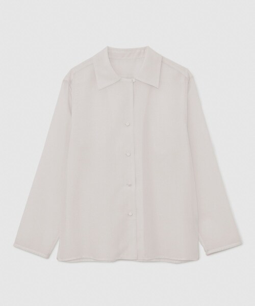 ROPE'（ロペ）の「マナードボイルシアー開襟シャツ/セットアップ対応（シャツ/ブラウス・レディース・ブラック/オフホワイト/ベージュ・F）」の2枚目の写真