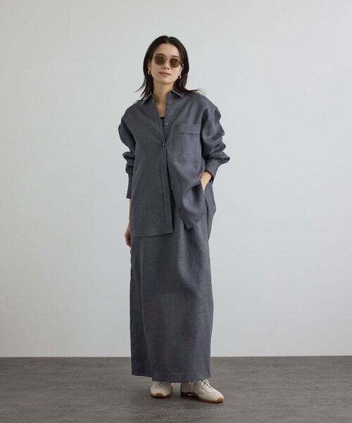 ADAM ET ROPE'(アダムエロペ)の「リネンオーバーシャツ / GENTLE LINEN(シャツ/ブラウス・レディース・ブラック/グレー/ピンク・F)」の7枚目の写真