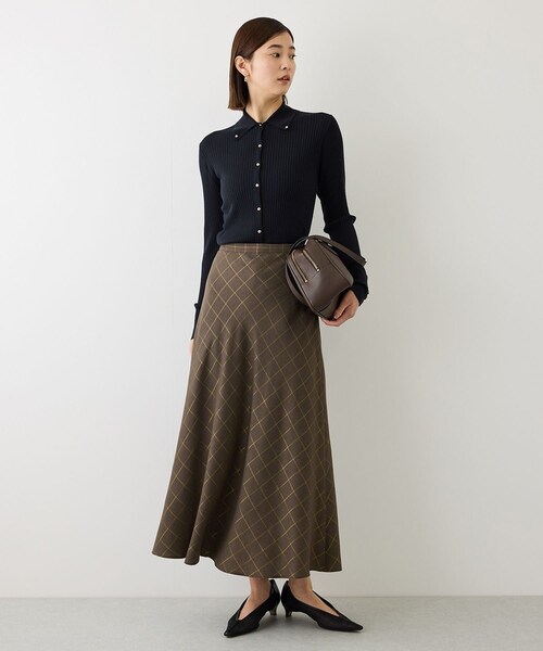 ROPE'(ロペ)の「【J'aDoRe・一部店舗限定サイズ】ラメチェックマーメイドスカート/セットアップ対応・イージーケア(スカート・レディース・ブラウン系・36/38)」の9枚目の写真