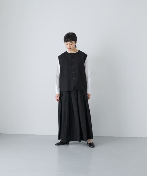 かぐれ（カグレ）の「リネンコットンタックスカート（スカート・レディース・CHARCOAL/BLACK・Free）」の7枚目の写真