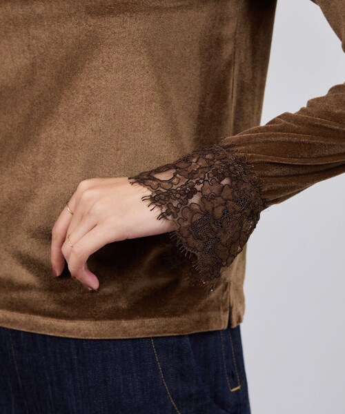 ROPE'（ロペ）の「レース袖シアーベロアカットソー/イージーケア（Tシャツ/カットソー・レディース・ブラック/ブラウン/ピンク系・F）」の17枚目の写真