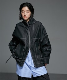 Soiunique | Wジップデザインゆったりサイズステッチデニムジャケット ［Soiunique］(デニムジャケット)
