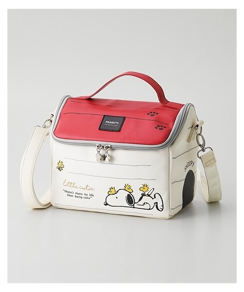 nissen（ニッセン）の「スヌーピー　１０ポケット肩ひも長め多収納おうち型２WAYショルダーバッグ（ショルダーバッグ・メンズ・赤×オフホワイト・Y）」の2枚目の写真