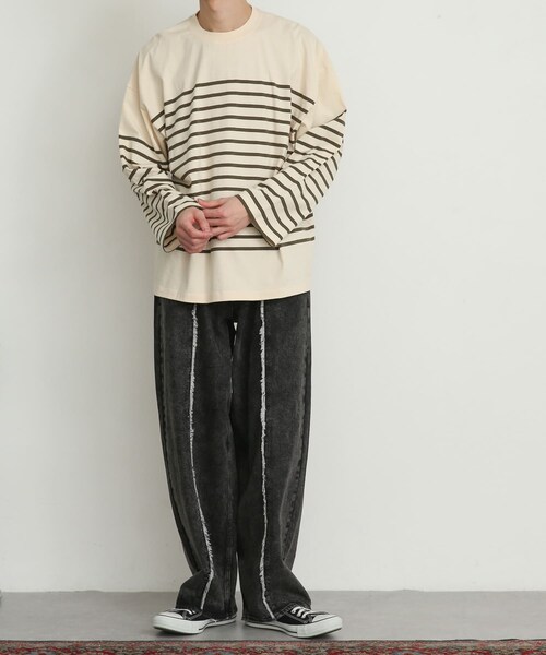 SENSE OF PLACE by URBAN RESEARCH（センスオブプレイスバイアーバンリサーチ）の「デニムフリンジパネルワイドパンツ（デニムパンツ・メンズ・BLACK/L.INDIGO・M/L）」の15枚目の写真