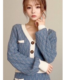 RESEXXY | バイカラーニットカーディガン【セットアップ着用可能】(カーディガン/ボレロ)