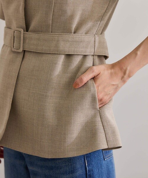 ROPE'（ロペ）の「リネンライク ベルテッドジャケット/セットアップ対応（テーラードジャケット・レディース・ブラック/ベージュ・36/38）」の18枚目の写真