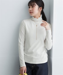 nissen | 細リブハイネックカットソートップス<大きいサイズ有>(Tシャツ/カットソー)