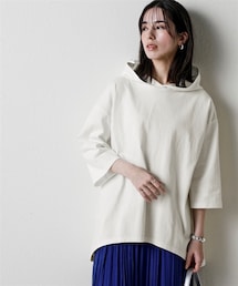 綿１００％バスク6分袖ビッグパーカー（UVカット）＜大きいサイズ有＞