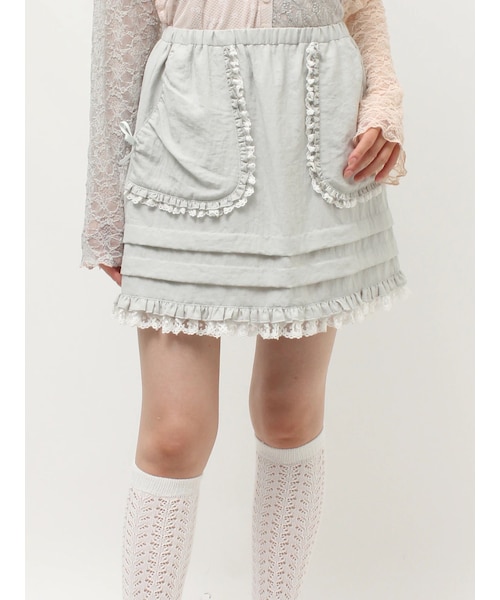 merry jenny（メリージェニー）の「sugar frill ミニスカート（スカート・レディース・オフホワイト/ブラック/アイスブルー・F）」の5枚目の写真
