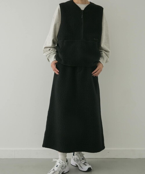 URBAN RESEARCH DOORS（アーバンリサーチドアーズ）の「『別注』Snow Peak Apparel×DOORS　ThermalBoa FleeceSkirt（スカート・レディース・グレー/ブラック・FREE）」の11枚目の写真