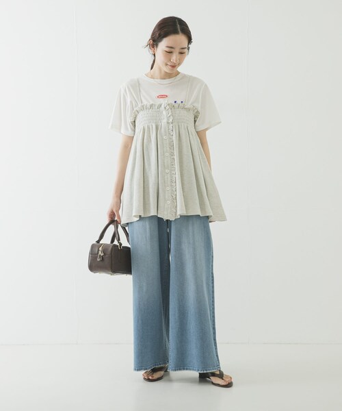 URBAN RESEARCH（アーバンリサーチ）の「crinkle crinkle crinkle　SHIRRING GATHER CAMI（キャミソール・レディース・IVORY/BLACK・Free）」の7枚目の写真