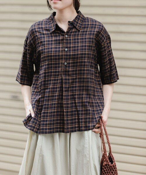 URBAN RESEARCH DOORS（アーバンリサーチドアーズ）の「FORK&SPOON　コットンレーヨンチェックシャツ（シャツ/ブラウス・レディース・OFFｘBLK/CCLｘBRN・1）」の22枚目の写真