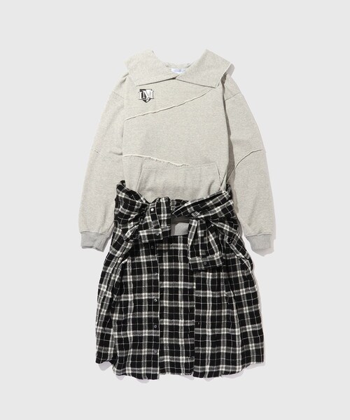 ADAM ET ROPE'(アダムエロペ)の「【LIBRIO MENDONCA/リブリオ メンドンサ】SHIRT DOCKING SWEAT PULLOVER(スウェット・メンズ・ライトグレー/ブルー・M/XL)」の2枚目の写真