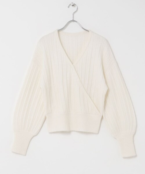 URBAN RESEARCH ROSSO（アーバンリサーチロッソ）の「『一部WEB限定カラー』ランダムリブカシュクールニット（ニット/セーター・レディース・OFF WHITE/COFFEE/BLUE GRAY/RED・Free）」の13枚目の写真