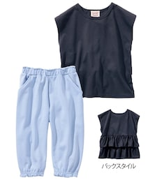 nissen | 2点セット（バックフリルTシャツ＋パンツ）（女の子　子供服　ジュニア服）(Tシャツ/カットソー)