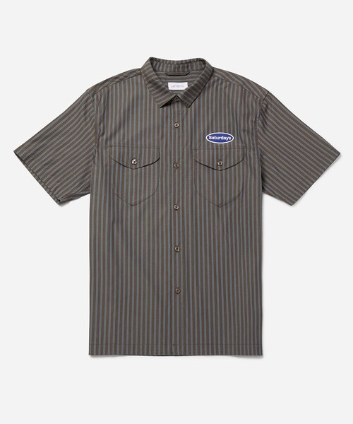 Saturdays NYC(サタデーズ ニューヨークシティ )の「Bruce Striped Work Shirt(シャツ/ブラウス・メンズ・オフホワイト/ダークブラウン・L/M/S/XL)」の8枚目の写真