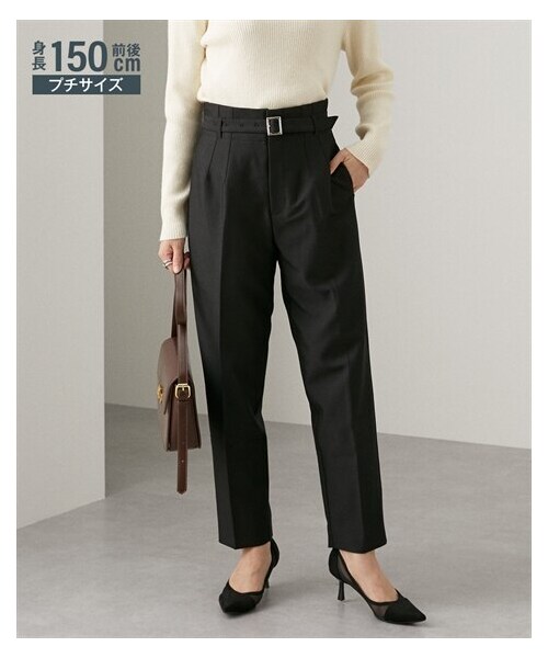 nissen（ニッセン）の「小さいサイズ　ベルト付きテーパードパンツ　低身長さん・小柄女性（パンツ・レディース・アイボリー/ブラック・PSS/PS/PM/PL）」の8枚目の写真