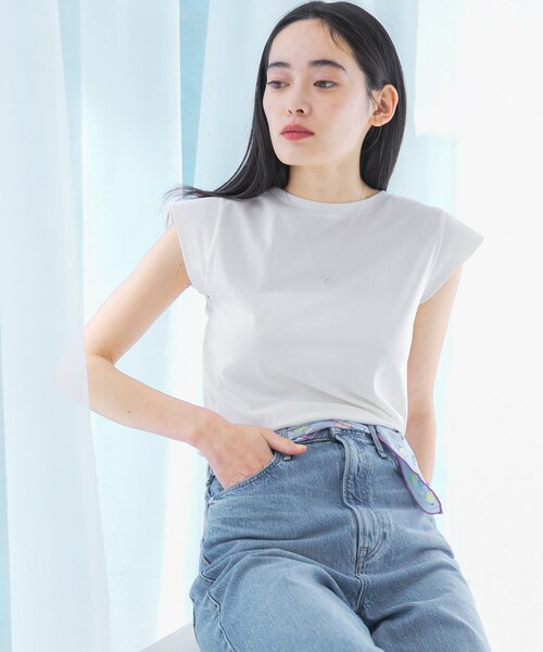 URBAN RESEARCH ROSSO（アーバンリサーチロッソ）の「クールタッチスーピマコットンフレンチTシャツ（Tシャツ/カットソー・レディース・PINK/OFF WHITE/MINT/D/NAVY・FREE）」の9枚目の写真