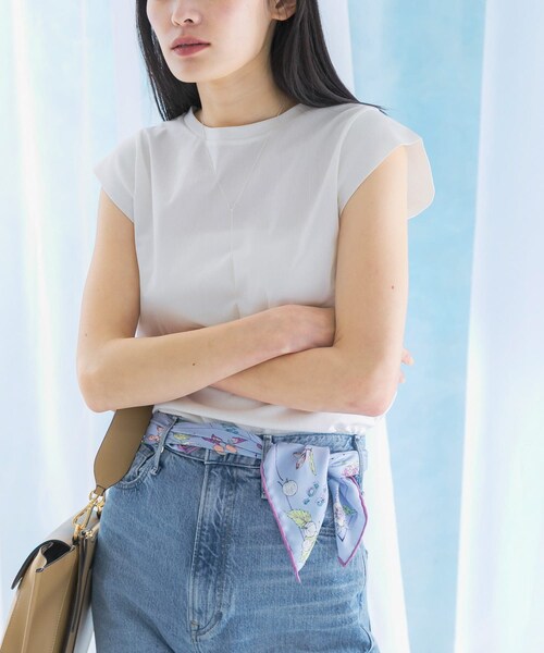 URBAN RESEARCH ROSSO（アーバンリサーチロッソ）の「クールタッチスーピマコットンフレンチTシャツ（Tシャツ/カットソー・レディース・PINK/OFF WHITE/MINT/D/NAVY・FREE）」の7枚目の写真