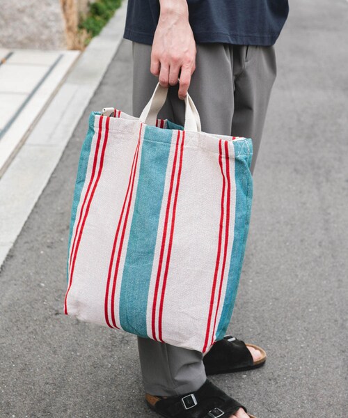 URBAN RESEARCH DOORS（アーバンリサーチドアーズ）の「2WAYストライプトートバッグ（トートバッグ・メンズ・GREEN/L.BLUE/ORANGE・-）」の14枚目の写真
