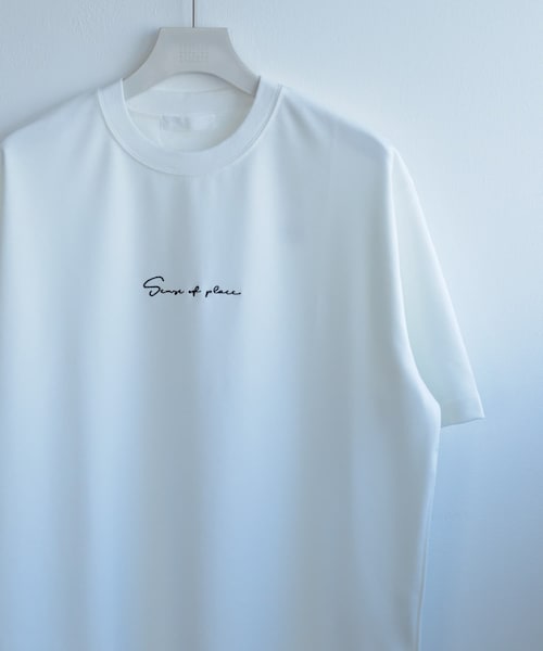 SENSE OF PLACE by URBAN RESEARCH(センスオブプレイスバイアーバンリサーチ)の「シシュウポンチTシャツ(5分袖)(Tシャツ/カットソー・メンズ・BLUE/WHITE/BLACK/GREIGE/OLIVE/L.KHAKI/CHARCOAL・M/L)」の1枚目の写真